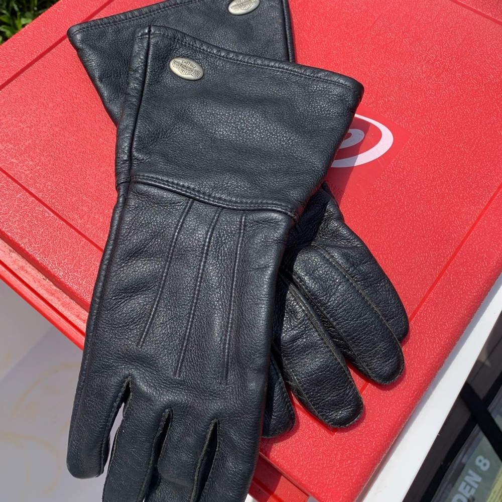 Harley Davidson Men’s Black Leather Gloves XL Pristine condition